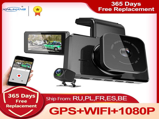 CMOS 3 インチの側面図のダッシュ カム WIFI GPS 車のビデオカメラの前面図と背面図