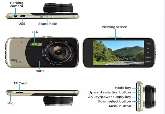ワイヤレス 4 インチ 1080p 車 DVR 4K ダッシュ カム デュアル レンズ フロントとリア