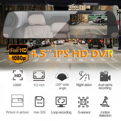 FHD 1080P ミニ パーキング モニタリング バックミラー カー レコーダー デュアル レンズ カメラ 5V