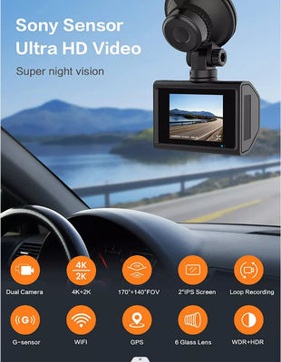 ダッシュ カム バックミラー 4K IMX335 NTK96670 を追跡する車のセキュリティ ダッシュボード Gps