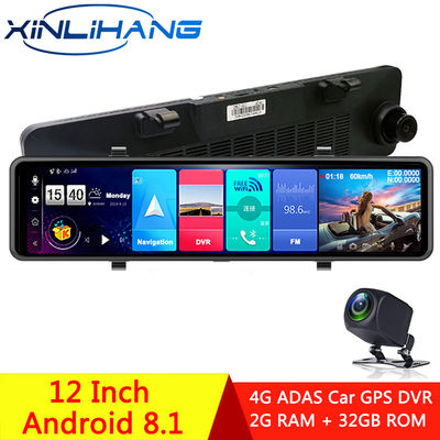 アンドロイド 8.1 4G バックミラー 1080P フル Hd 車 DVR 車ブラックボックス 12 インチ デュアル レンズ