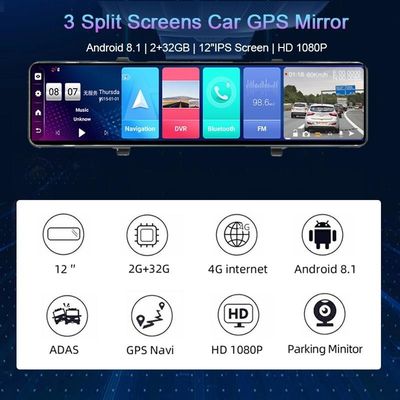 速度計のアンドロイド 8.1 2G RAM 32G ROM GPS の運行が付いている WDR の背面図のダッシュ カム
