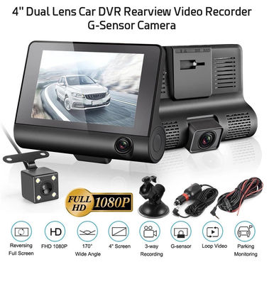 広角 4 インチ デジタル車 DVR 3 レンズ ダッシュ カム ブラック ボックス ビデオ レコーダー G センサー