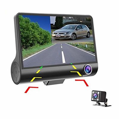 広角 4 インチ デジタル車 DVR 3 レンズ ダッシュ カム ブラック ボックス ビデオ レコーダー G センサー