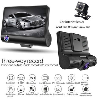 3 つの防犯カメラが付いている 4 インチ IPS スクリーンのカメラ車のビデオカメラ FHD 1080p DVR
