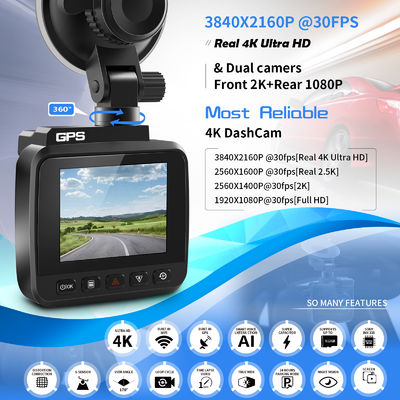 70miダッシュ カム二重レンズ4K UHDの通信簿のカメラDVRの夜間視界WDR作り付けGPS Wi-Fi Gセンサーの動き検出